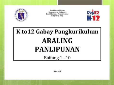 deped curriculum guide in araling panlipunan